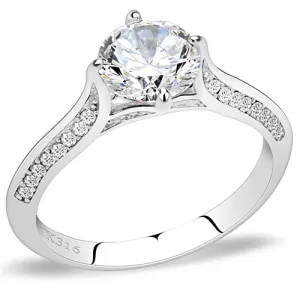 MT630 - Solitaire Clear Crystal Brilliant Cut Round Stone April Birthstone