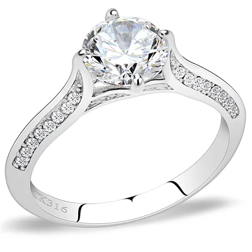 MT630 - Solitaire Clear Crystal Brilliant Cut Round Stone April Birthstone