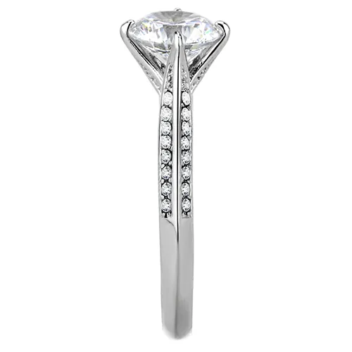 MT630 - Solitaire Clear Crystal Brilliant Cut Round Stone April Birthstone