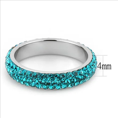MT8353 - Crystal Eternity Band - Turquoise Color - Most Popular May Birthstone