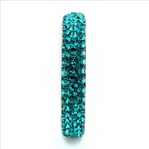 MT8353 - Crystal Eternity Band - Turquoise Color - Most Popular May Birthstone