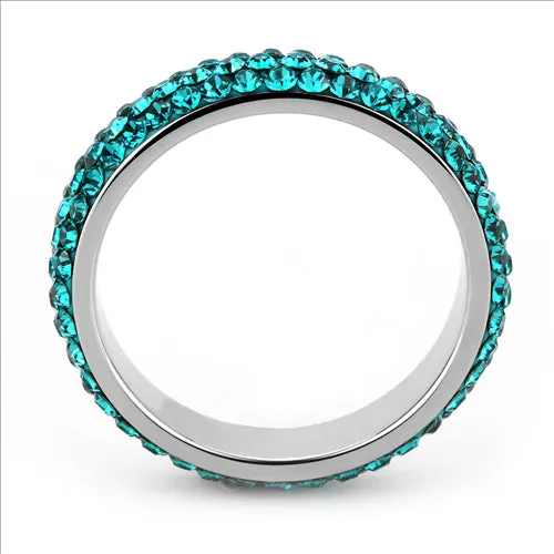 MT8353 - Crystal Eternity Band - Turquoise Color - Most Popular May Birthstone