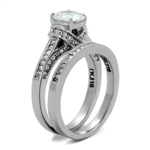 MT9191 - Brilliant Round Cut Crystal with Bezel Set Shaft and Band  - Newest Ring