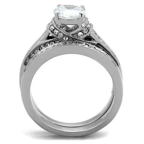 MT9191 - Brilliant Round Cut Crystal with Bezel Set Shaft and Band  - Newest Ring