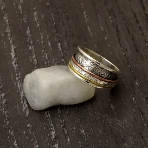 Multi Band Engraved Fidget Spinner Ring