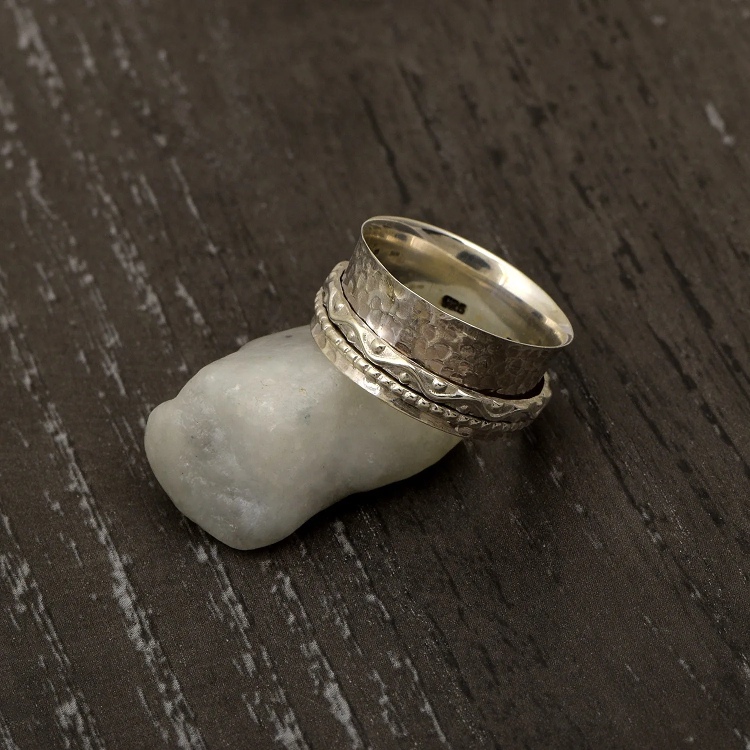 Multi Band Engraved Meditation Spinner Ring