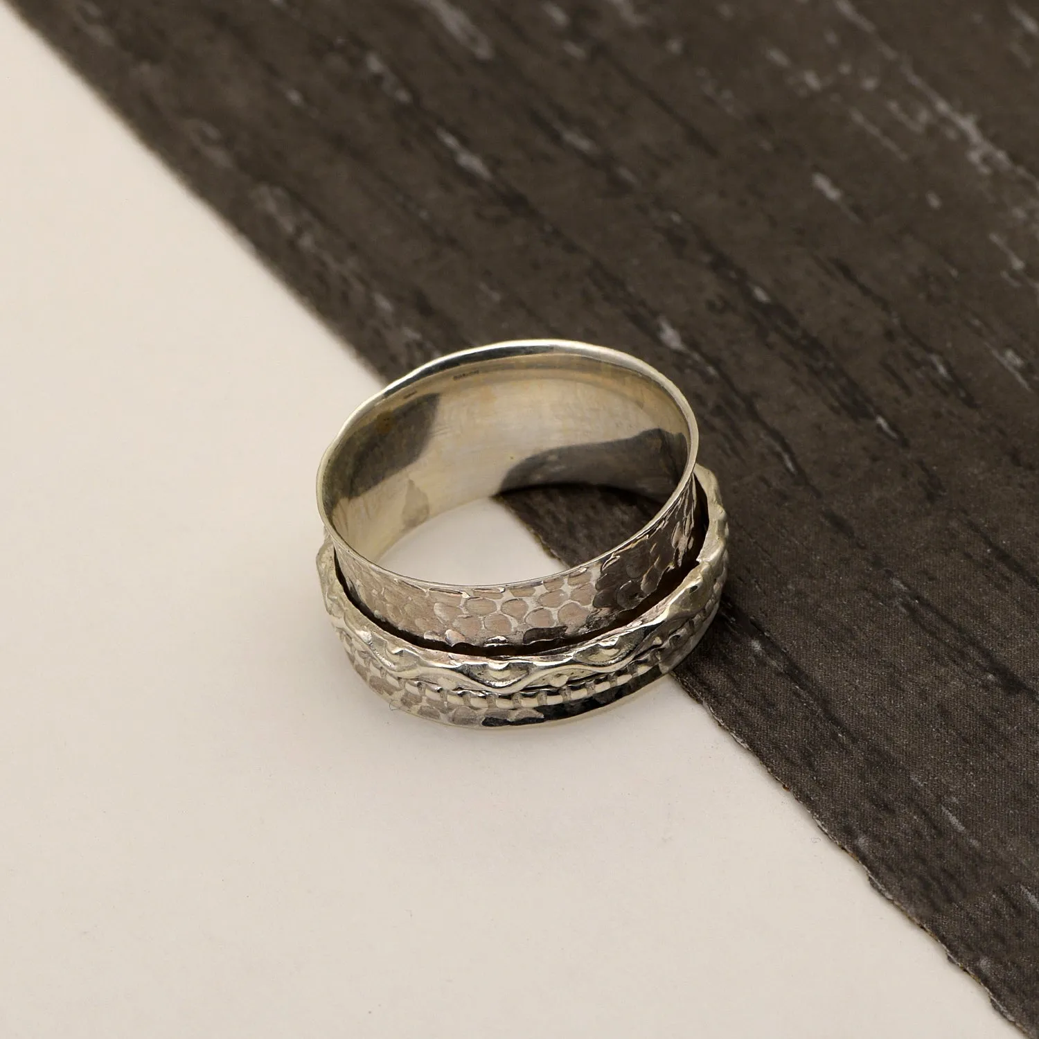 Multi Band Engraved Meditation Spinner Ring