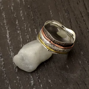 Multi Band Engraved Meditation Spinner Ring
