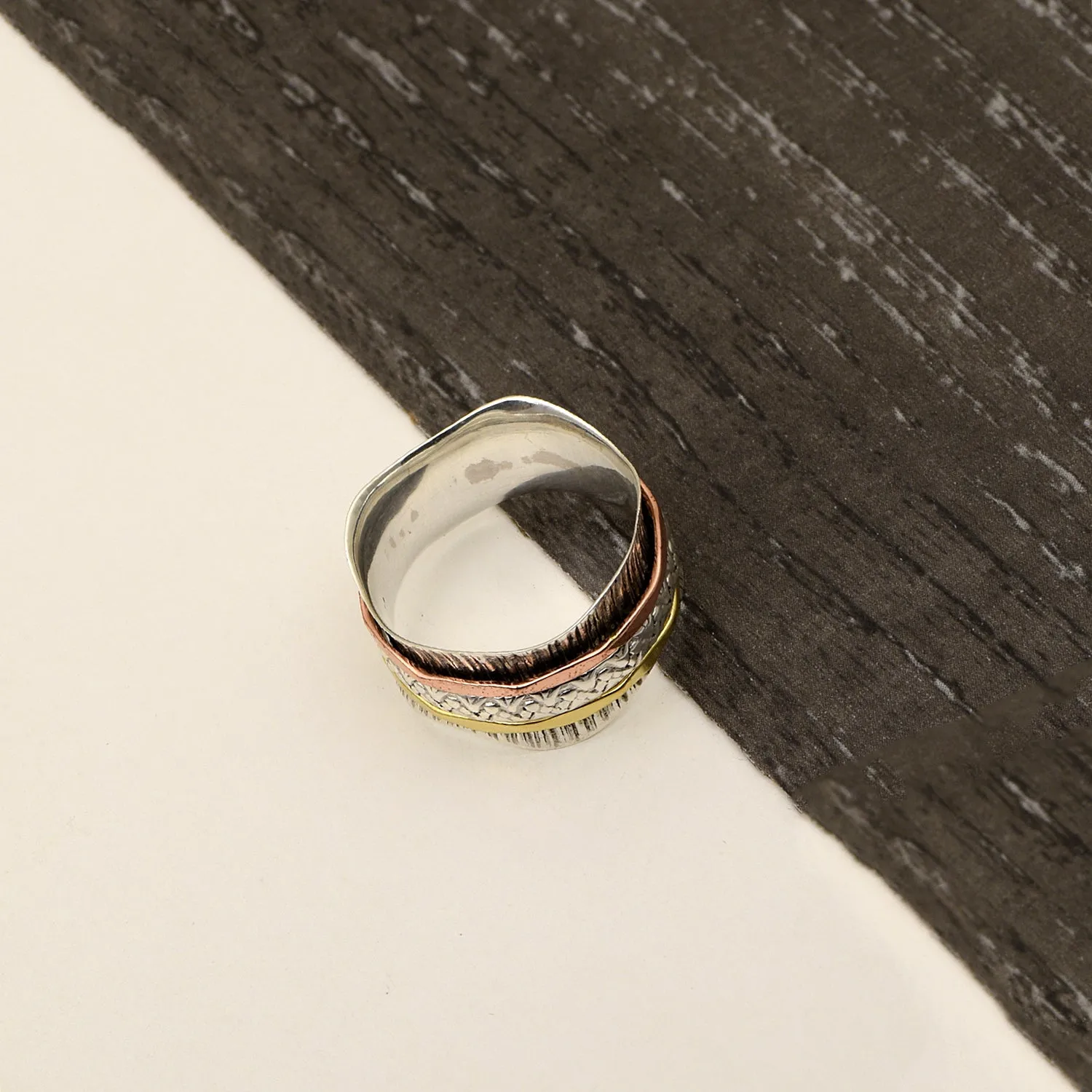 Multi Band Engraved Meditation Spinner Ring