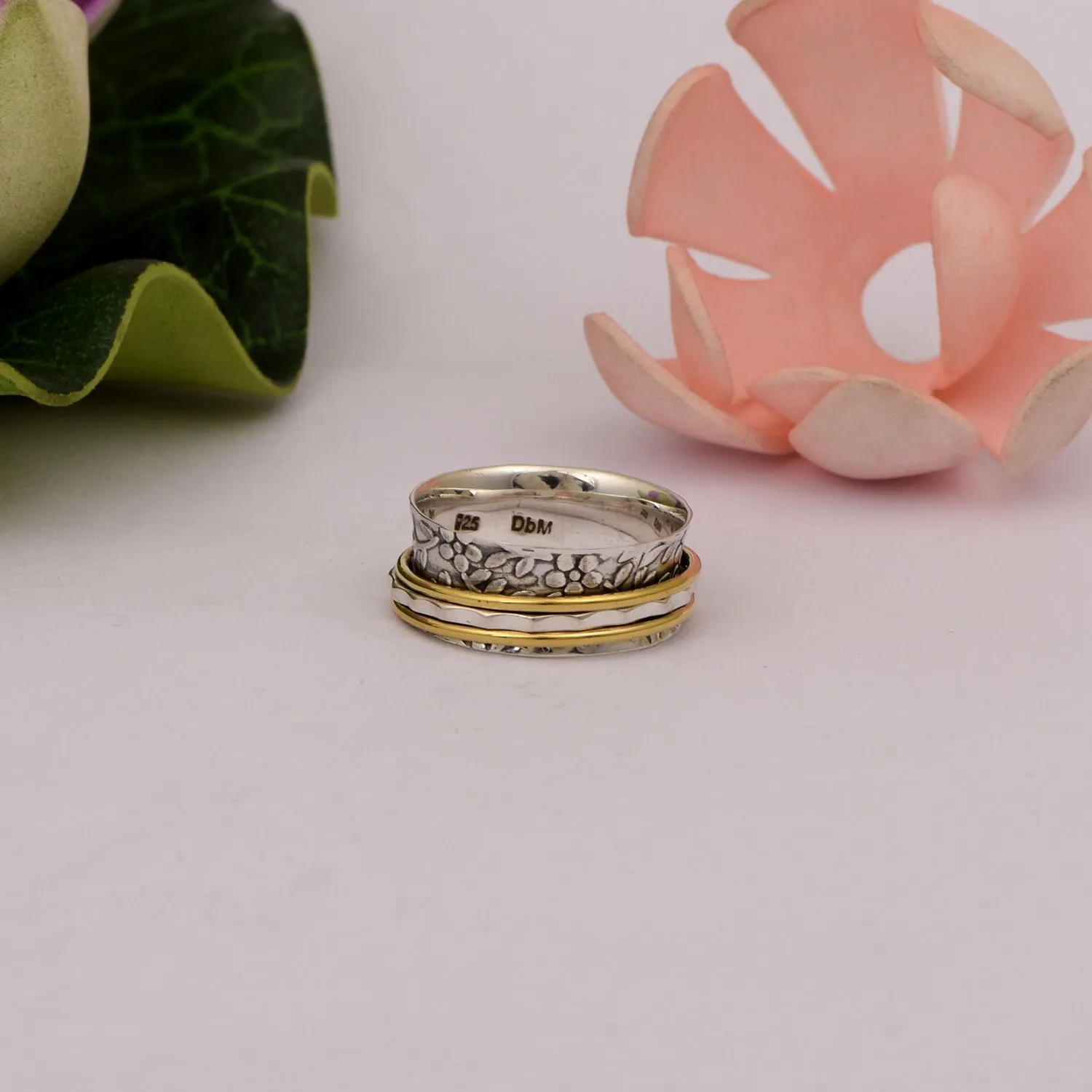 Multi Band Engraved Spinner Ring
