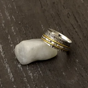 Multi Band Engraved Spinner Ring