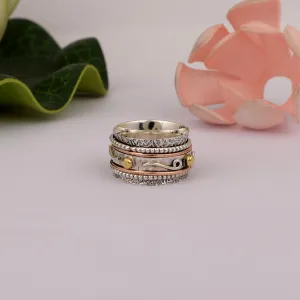 Multi Band Engrvaed Spinner Ring