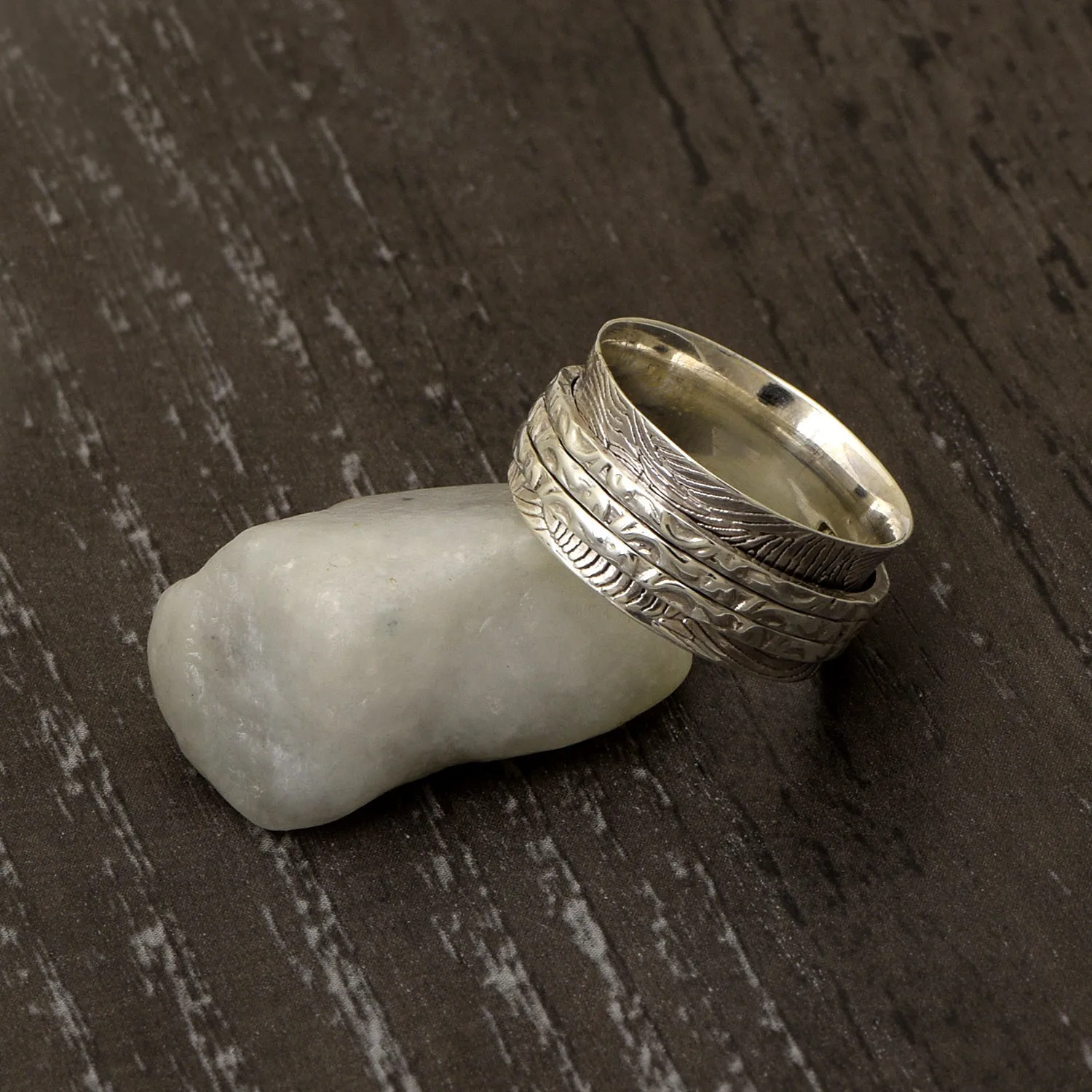 Multi Band Minimal Meditation Spinner Ring