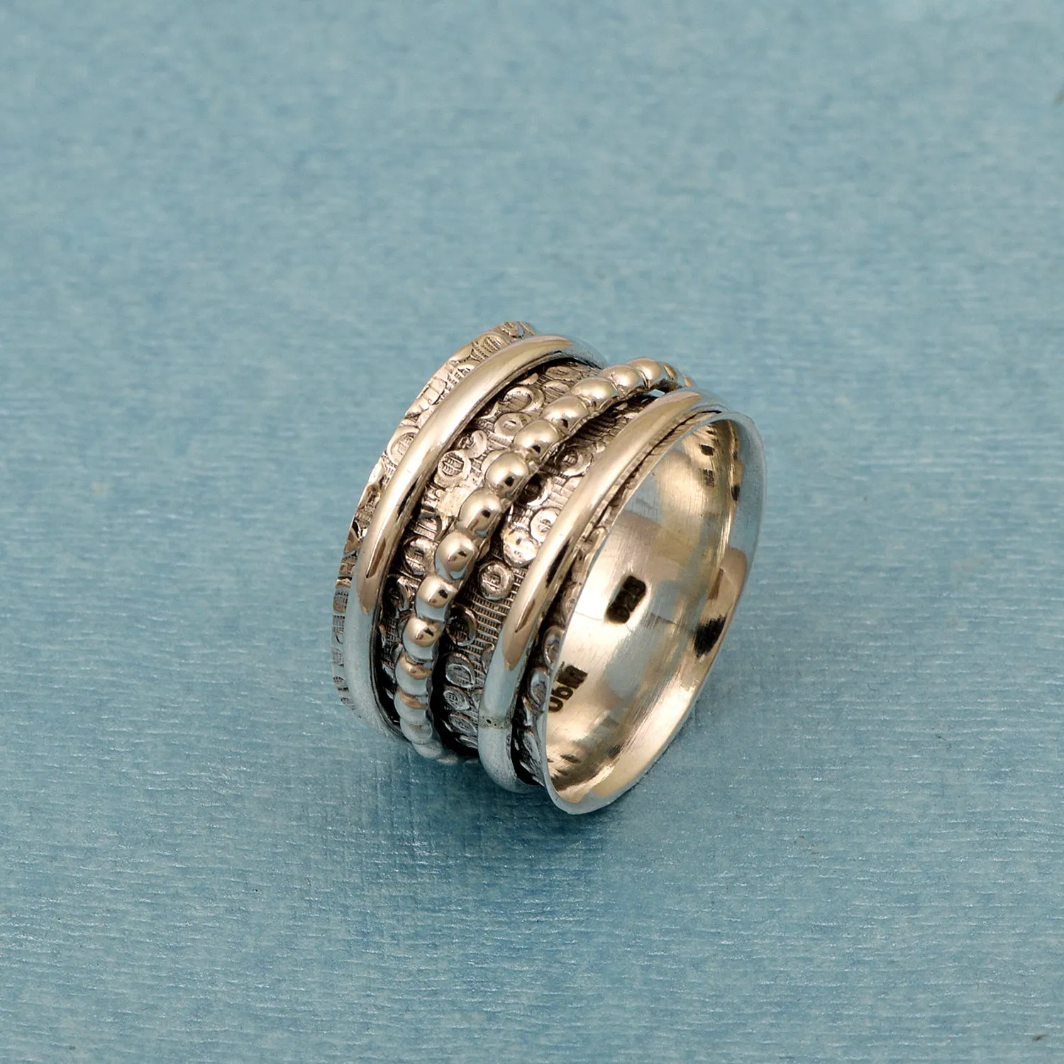 Multi Banded Engraved Spinner Ring
