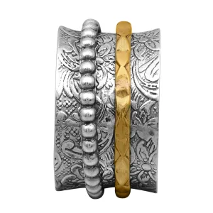 Multi Banded Engraved Spinner Ring