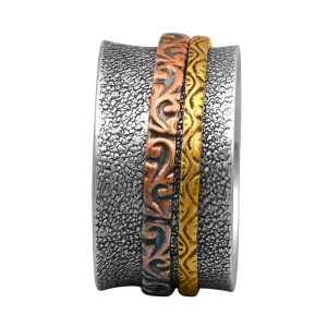 Multi Banded Engraved Spinner Ring