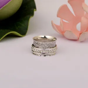 Multi Banded Engraved Spinner Ring