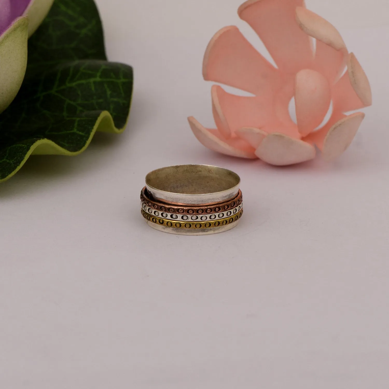 Multi Color Band Meditation Fidget Spinner Ring