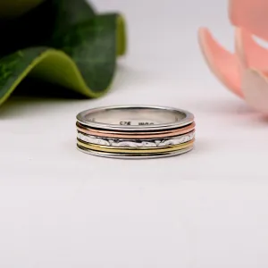 Multi Color Band Meditation Fidget Spinner Ring