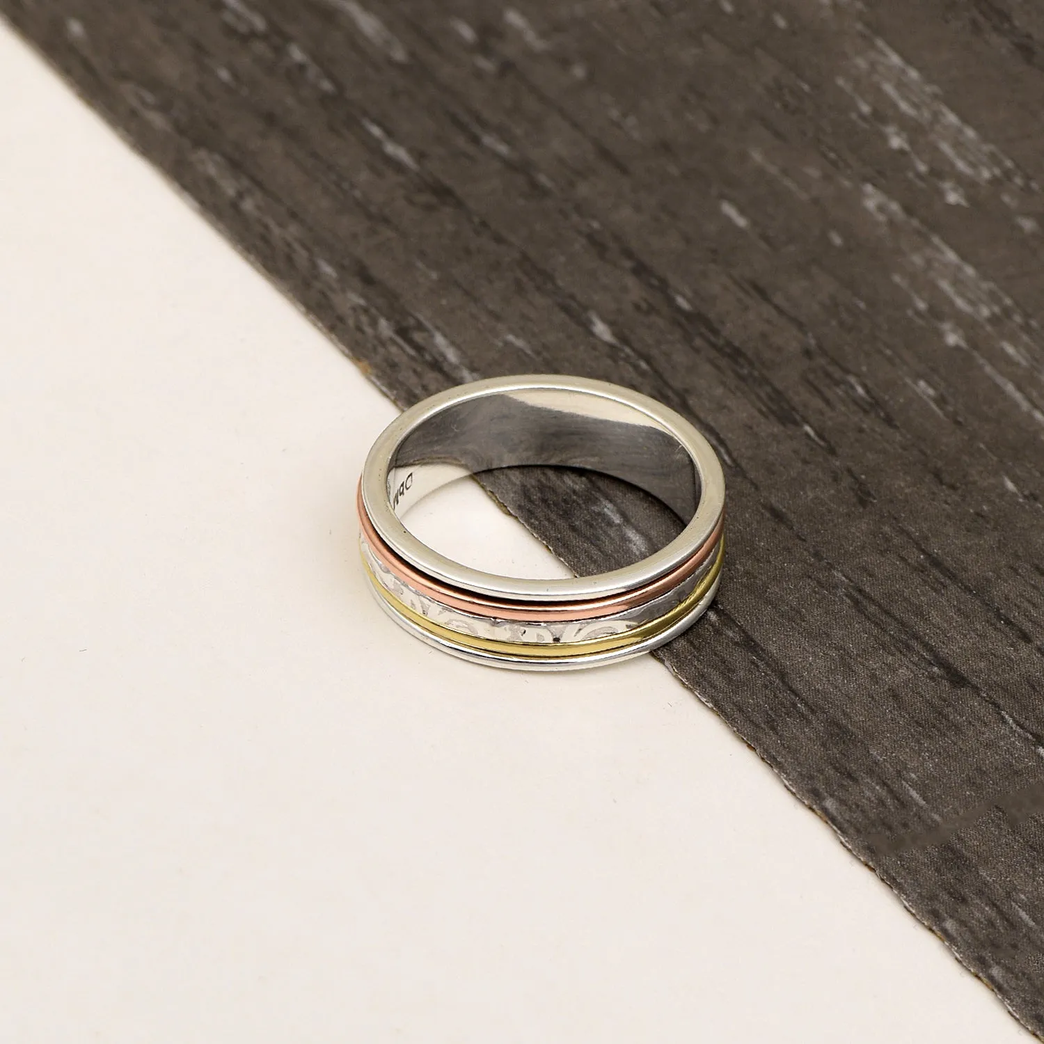 Multi Color Band Meditation Fidget Spinner Ring