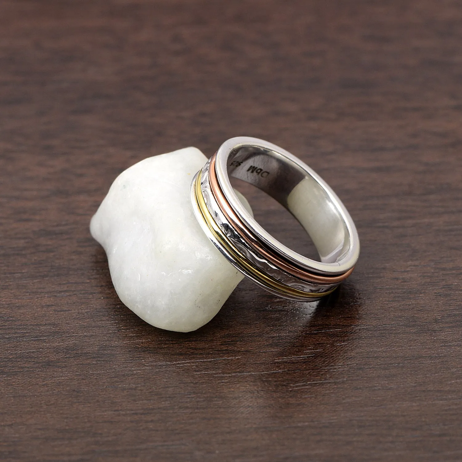 Multi Color Band Meditation Fidget Spinner Ring