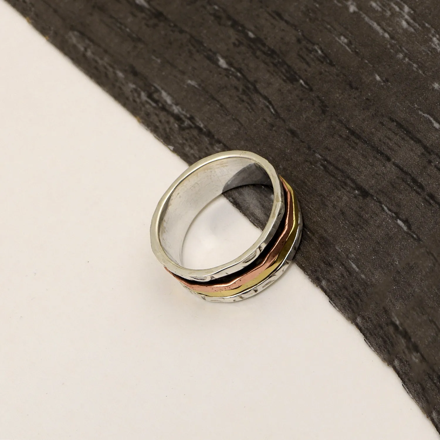 Multi Color Band Meditation Fidget Spinner Ring