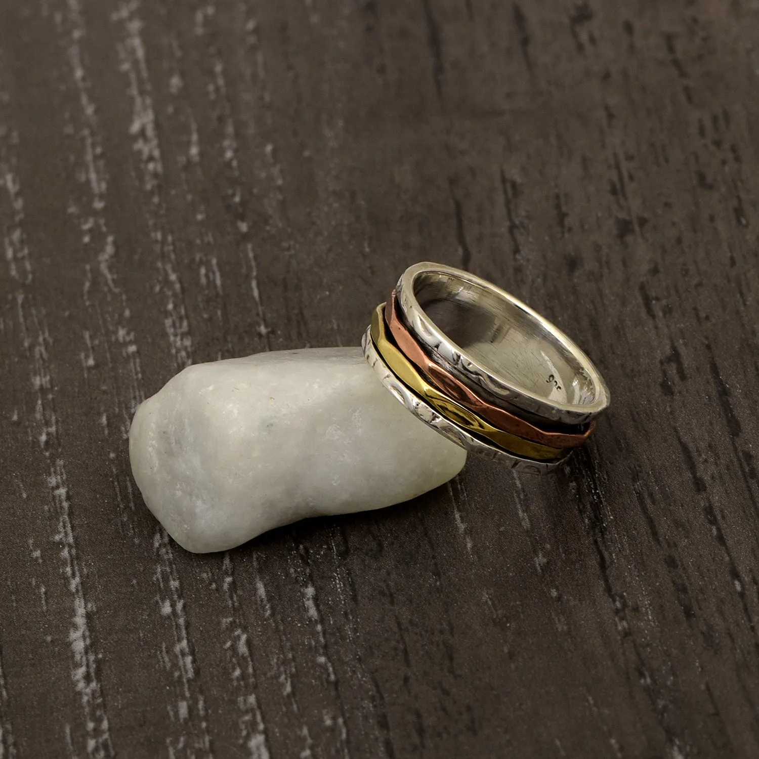 Multi Color Band Meditation Fidget Spinner Ring