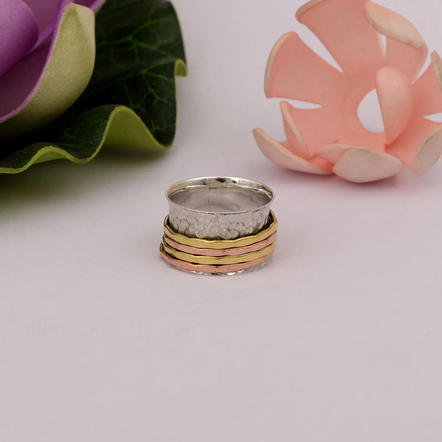 Multi Color Band Meditation Spinner Ring