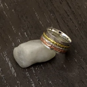 Multi Color Engraved Meditation Spinner Ring