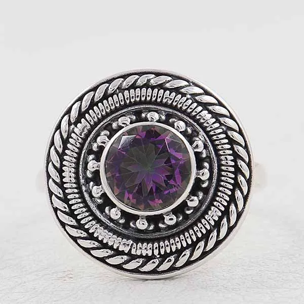Mystic Quartz Solid Silver Ring