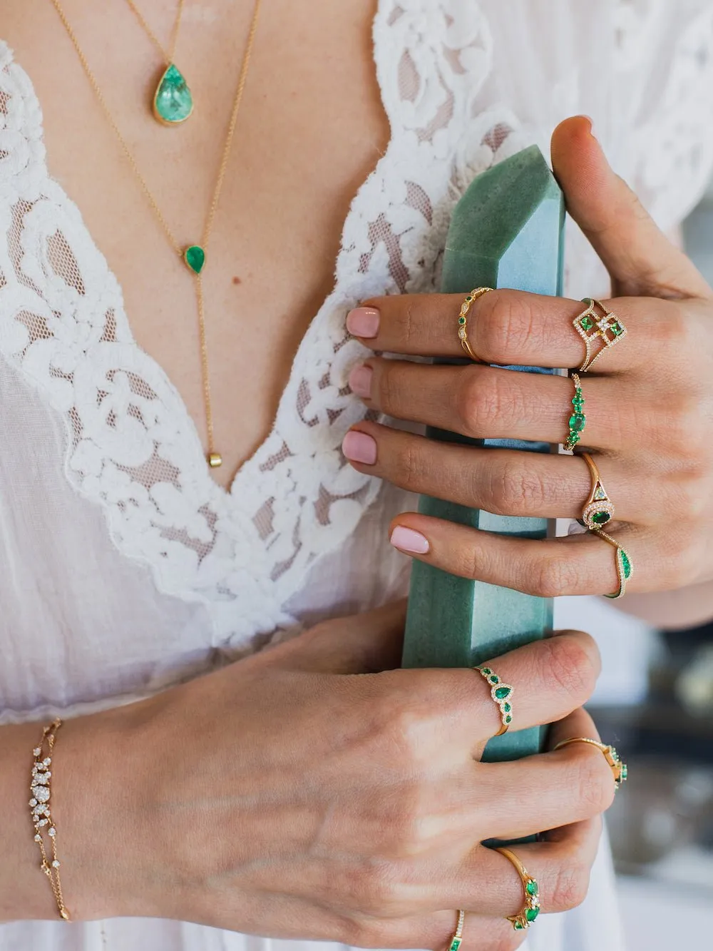 Natalia Emerald and Diamond Ring