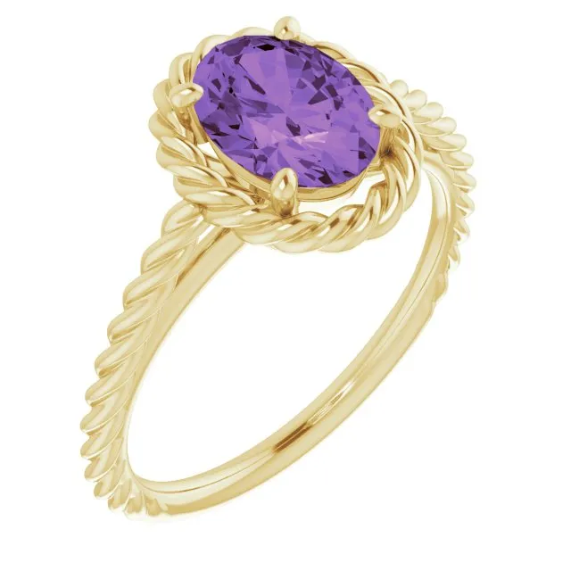 Natural Amethyst Rope Ring