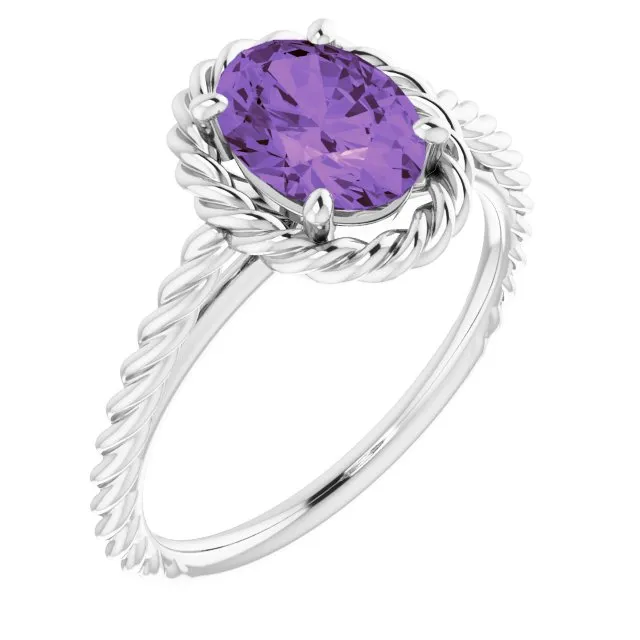 Natural Amethyst Rope Ring