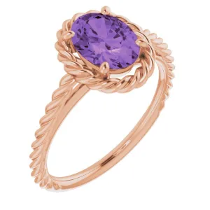 Natural Amethyst Rope Ring