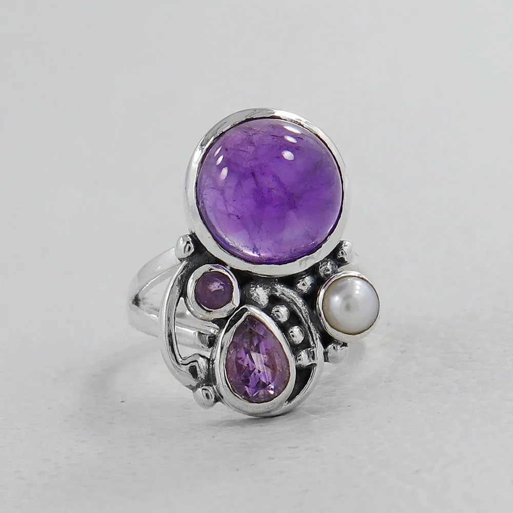 Natural Amethyst Sterling Silver Rings