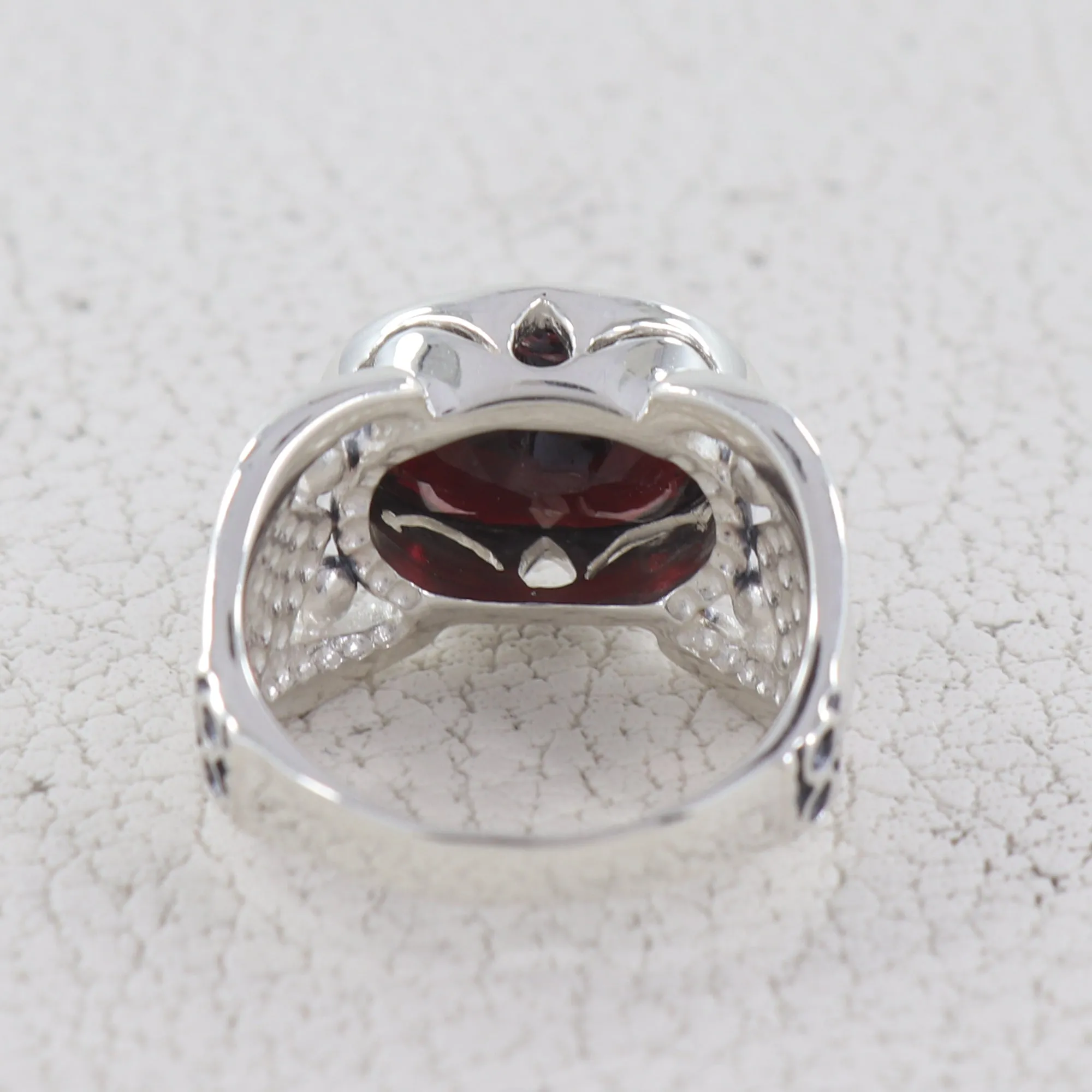 Natural Garnet Birthstone Silver Ring