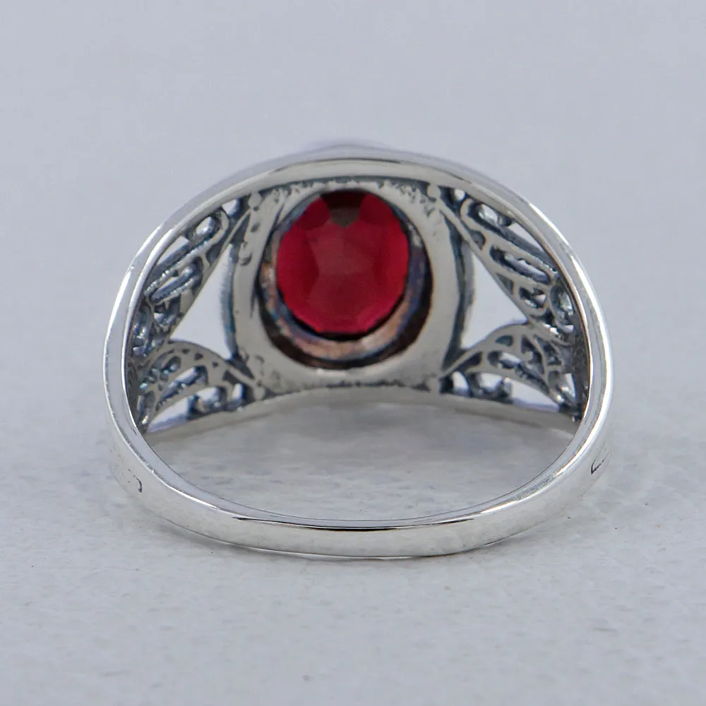 Natural Garnet Gemstone Silver Rings