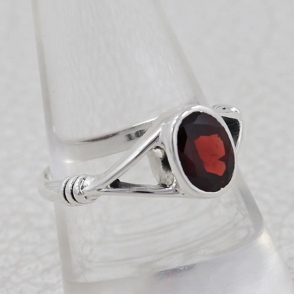 Natural Garnet Sterling Silver Ring