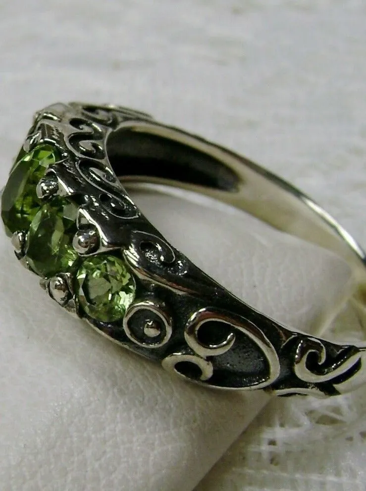 Natural Green Peridot Ring, Size 7, Five-Stone Georgian Ring, Victorian Jewelry Design#D19 - Ready to Ship