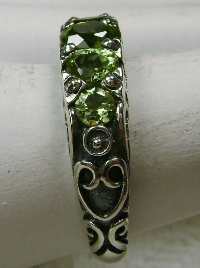 Natural Green Peridot Ring, Size 7, Five-Stone Georgian Ring, Victorian Jewelry Design#D19 - Ready to Ship