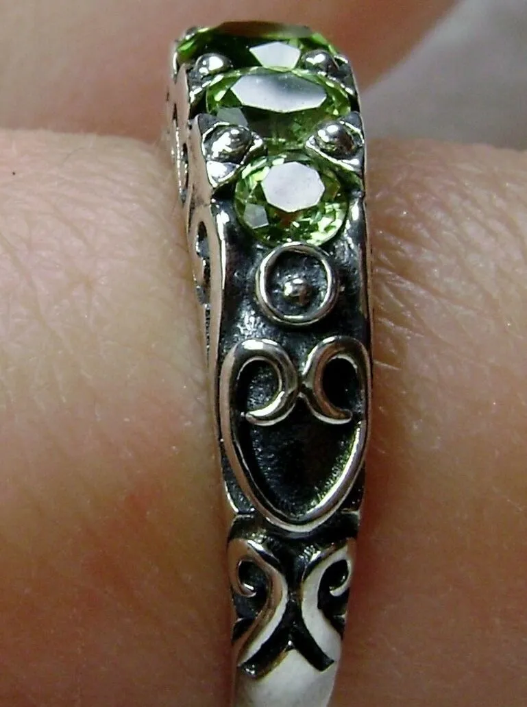Natural Green Peridot Ring, Size 7, Five-Stone Georgian Ring, Victorian Jewelry Design#D19 - Ready to Ship