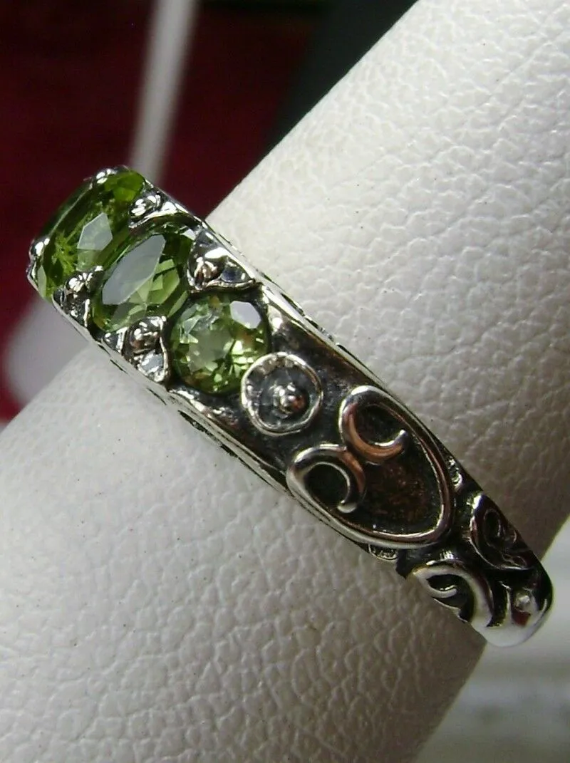 Natural Green Peridot Ring, Size 7, Five-Stone Georgian Ring, Victorian Jewelry Design#D19 - Ready to Ship