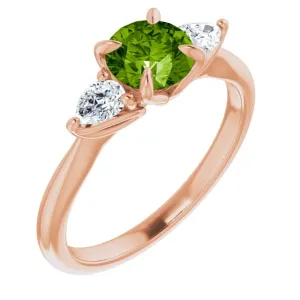 Natural Peridot & 1/4 CTW Natural Diamond Ring
