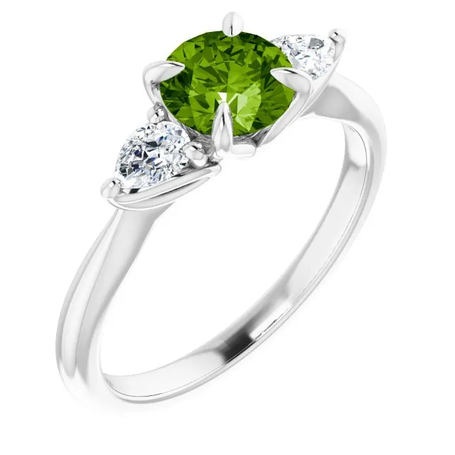 Natural Peridot & 1/4 CTW Natural Diamond Ring
