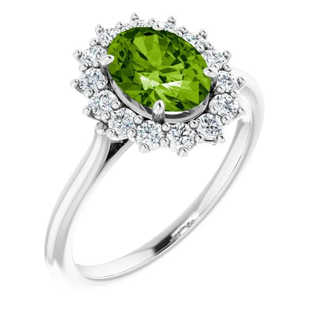 Natural Peridot & 3/8 CTW Natural Diamond Ring