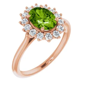 Natural Peridot & 3/8 CTW Natural Diamond Ring