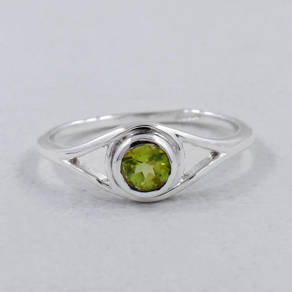 Natural Peridot Silver Ring