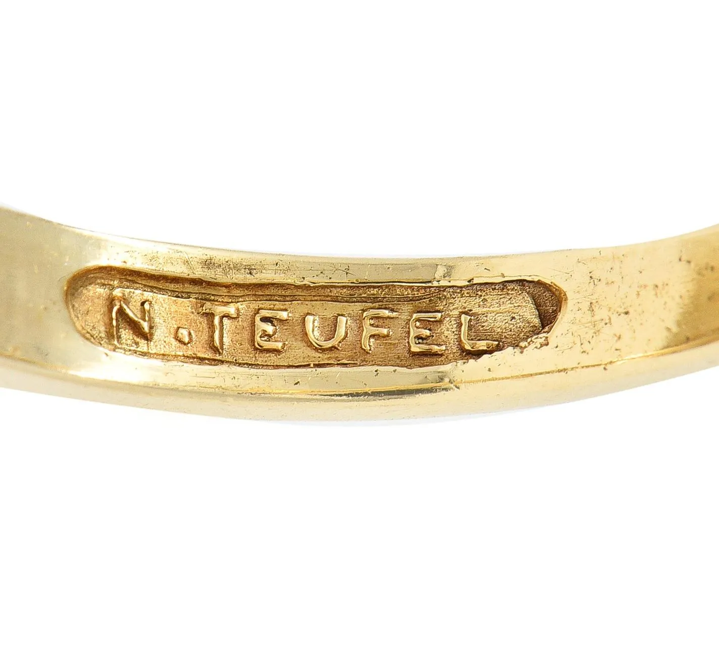 Norman Teufel 1975 Diamond 14 Karat Yellow Gold Vintage Kinetic Fidget Spinning Ring