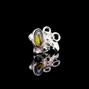 Olive Peridot in 18kt White Gold - Dots & Rings - 14ga Threaded end