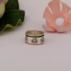 OM Engraved Multi Band Meditation Spinner Ring